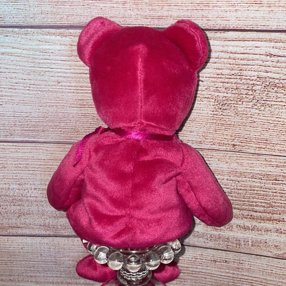 Vintage 1999 TY Beanie Babies Valentina Bear fuchsia pink P.E pellets 1965(KR) - Picture 5 of 9